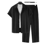 short-sleeved striped shirt